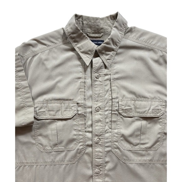 5.11 Tactical Other - 5.11 Tactical Mens Button Down Shirt Sz Large Beige Short Sleeve Vented -1847